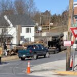 Log truck flips in Jefferson, PA